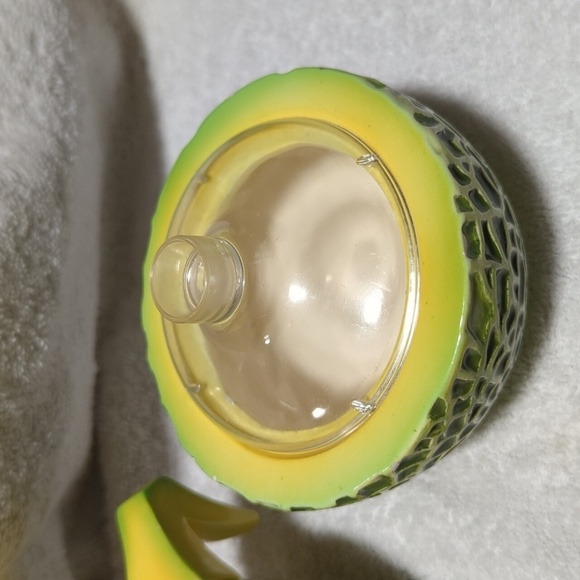 Holt Howard Vintage 1960 Ceramic Cantelope Creamer & Sugar Set w/Plastic Lid - Picture 3 of 7